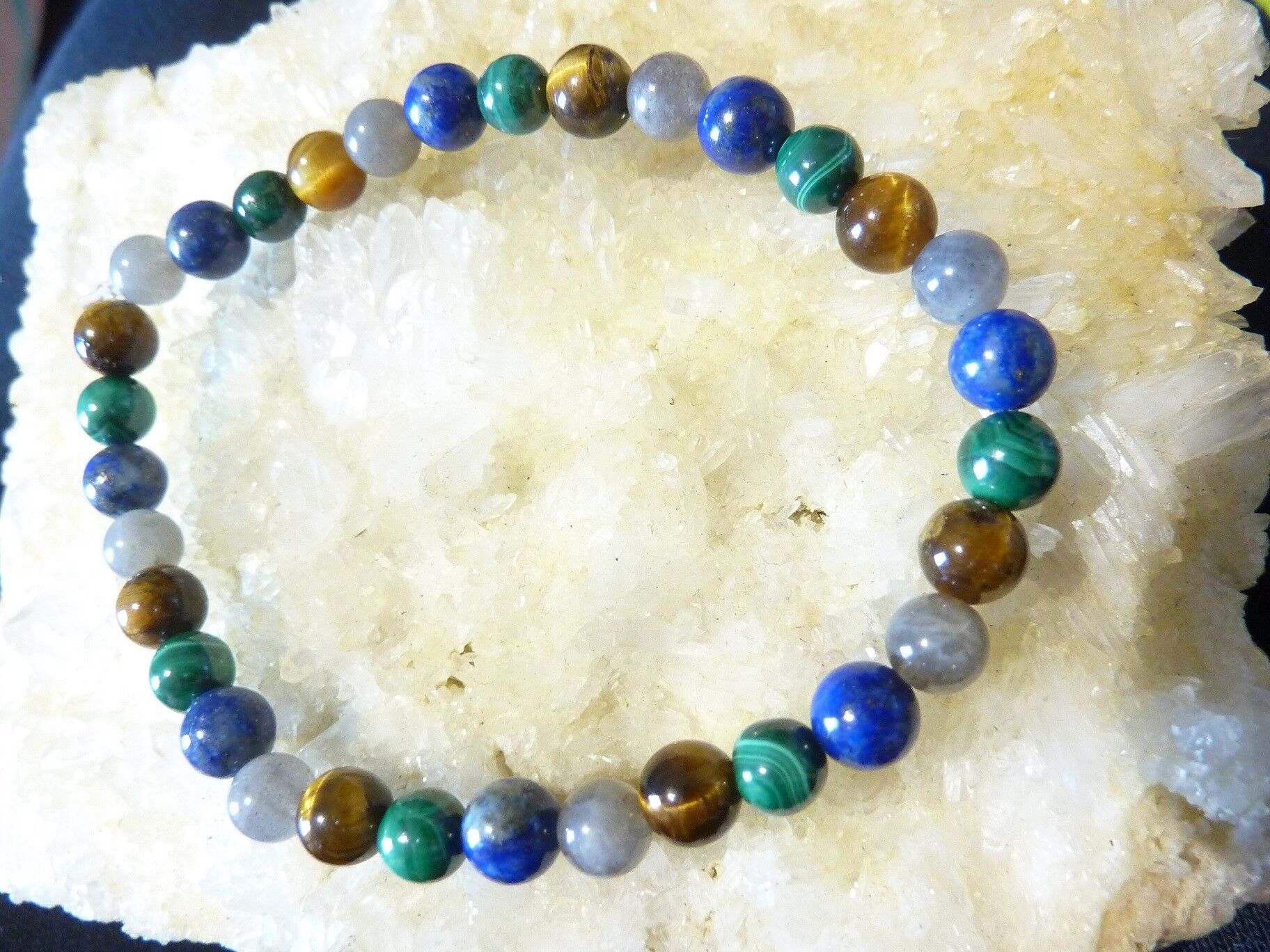 BRACELET MALACHITE LAPIS LAZULI OEIL DE TIGRE LABRADORITE – Image 5