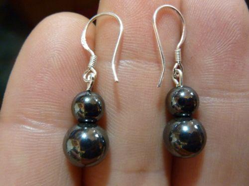 Boucles d'oreilles en hématite perles rondes 8-6mm