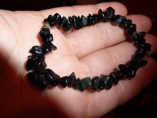 BRACELET OBSIDIENNE OEIL CELESTE PERLES 6-10MM