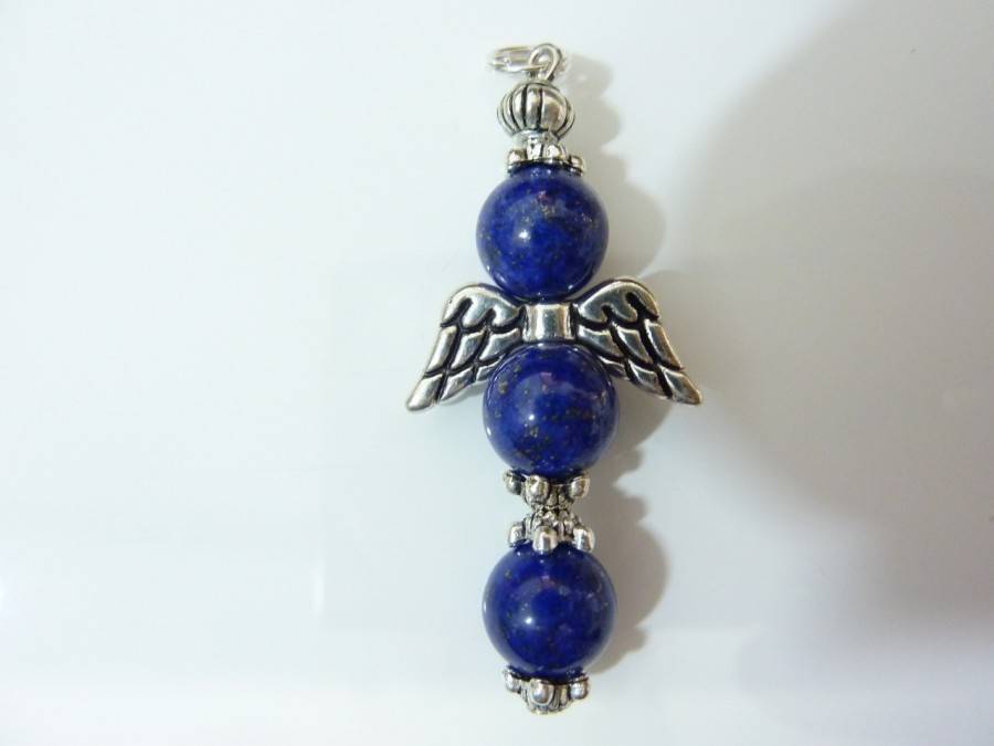 PENDENTIF ANGE CROIX LAPIS LAZULI 8 MM