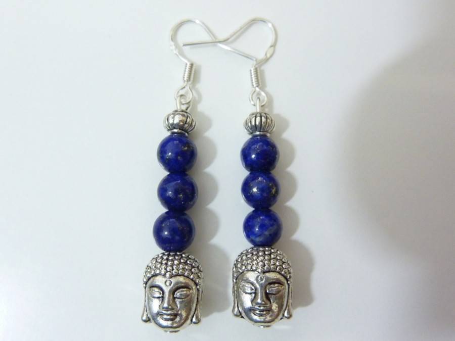 Boucles d'oreilles Lapis lazuli Bouddha