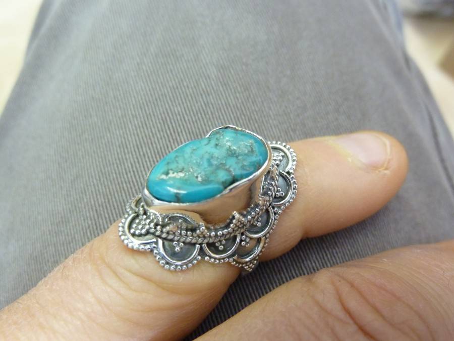 BAGUE TURQUOISE MONTURE EN ARGENT 925.TAILLE 51 3/4 REF 3785 – Image 2