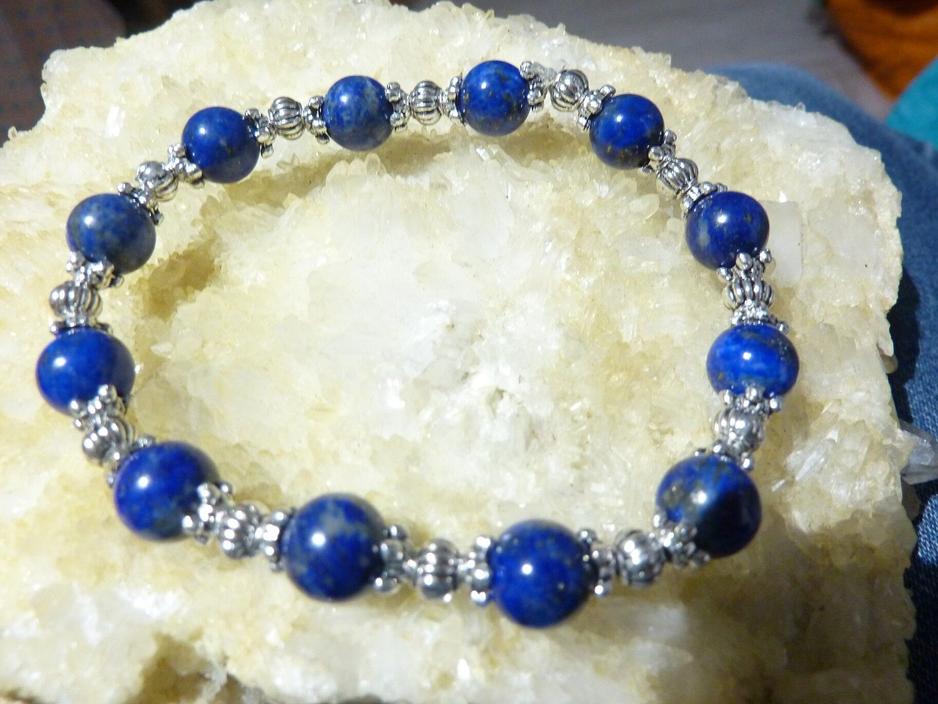BRACELET LAPIS LAZULI NATURELLE DU PAKISTAN NON TRAITÉ NON COLORÉ – Image 5