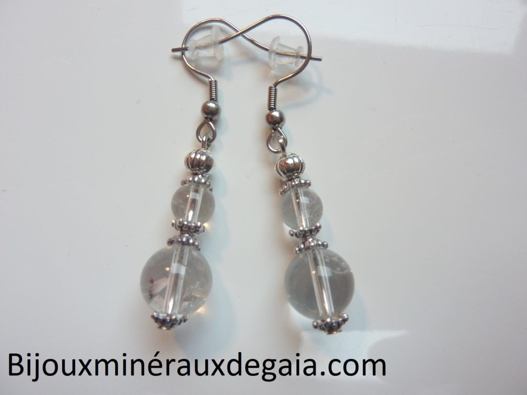 Boucles d'oreilles quartz cristal de roche