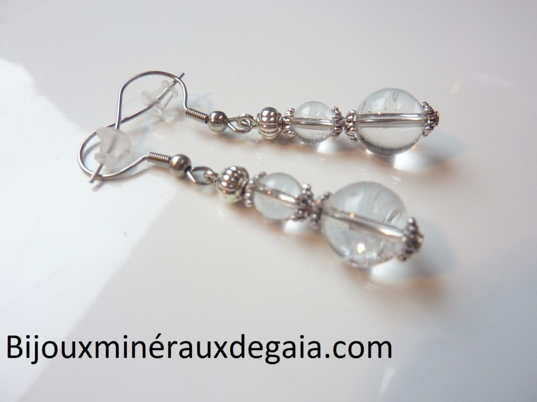 Boucles d'oreilles quartz cristal de roche