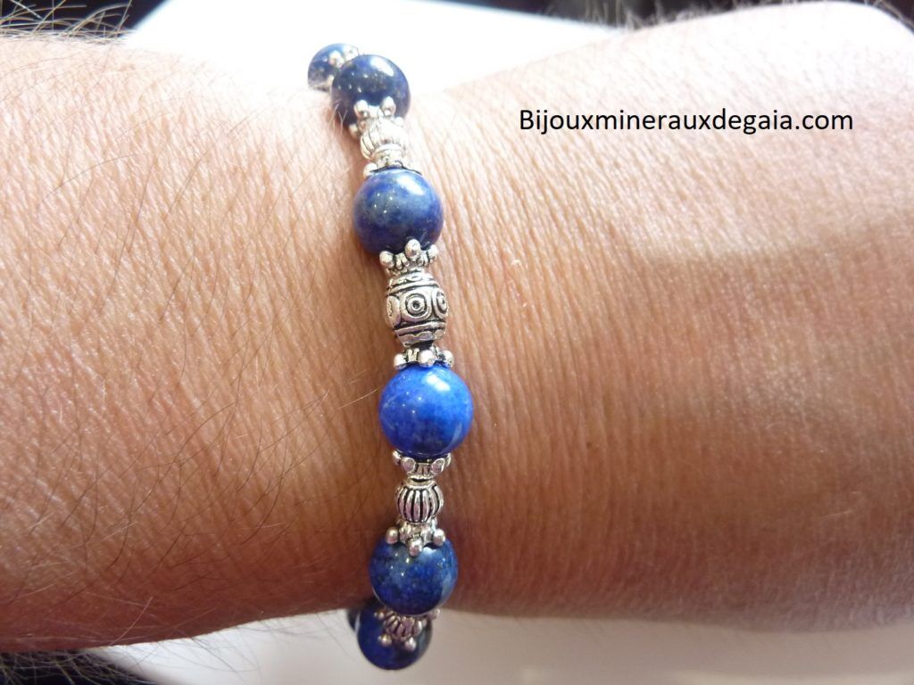 BRACELET LAPIS LAZULI NATURELLE DU PAKISTAN NON TRAITÉ NON COLORÉ