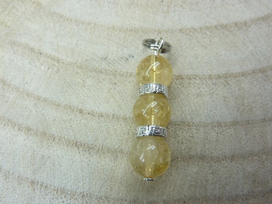 PENDENTIF CITRINE perles rondes 8 mm
