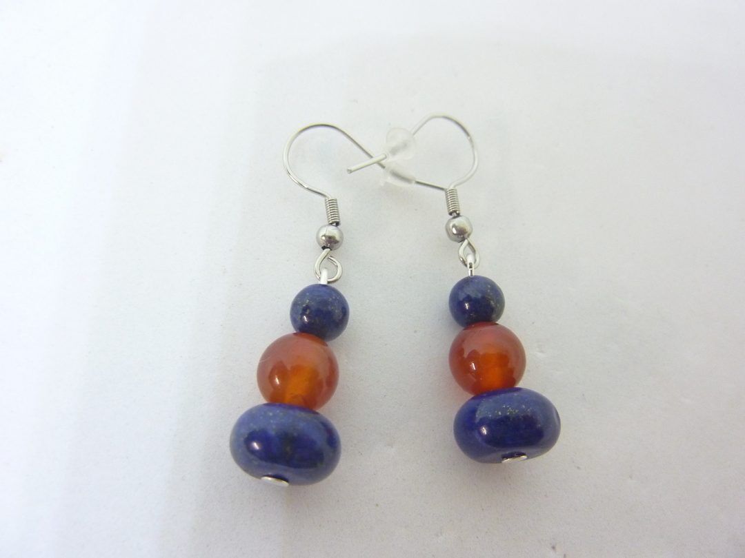 BOUCLES D'OREILLES LAPIS LAZULI-CORNALINE