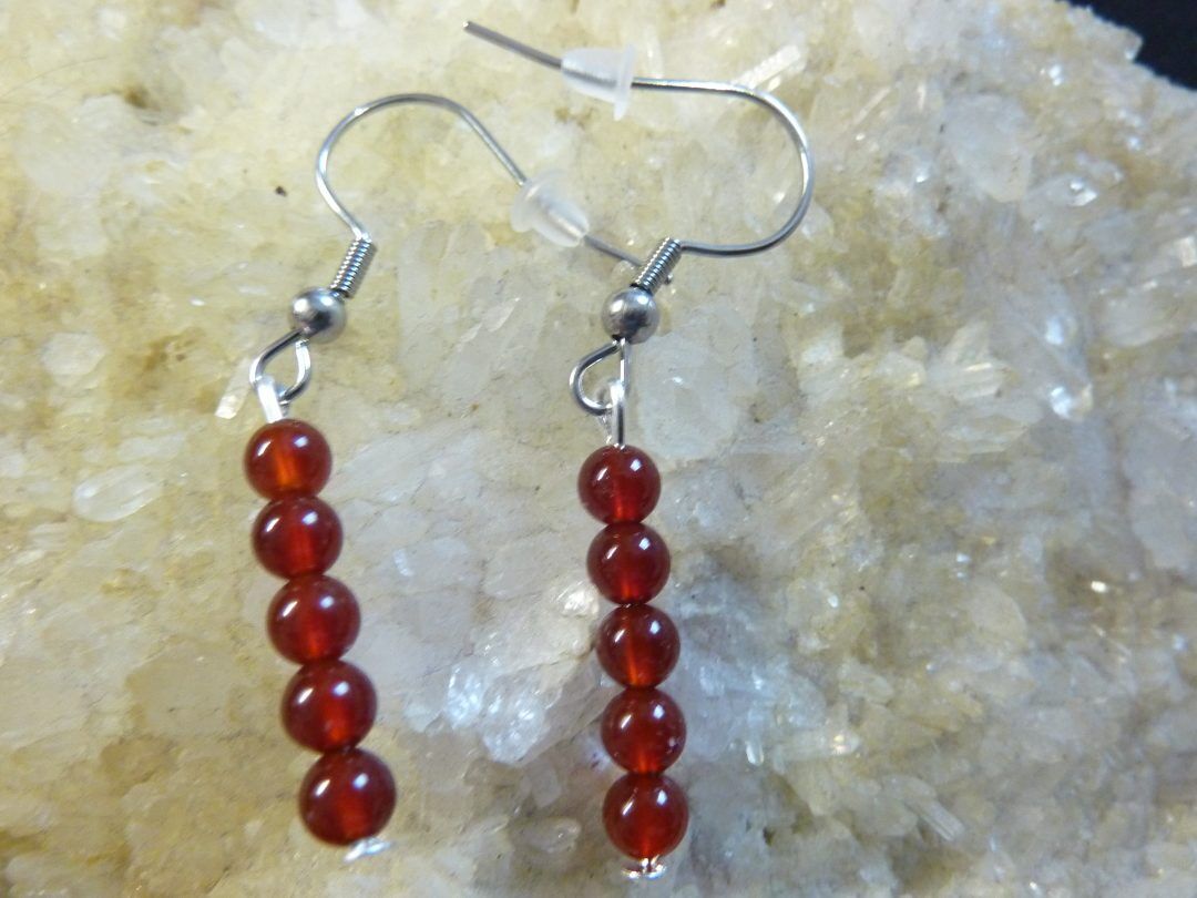Boucles d'oreilles Cornaline agate rouge