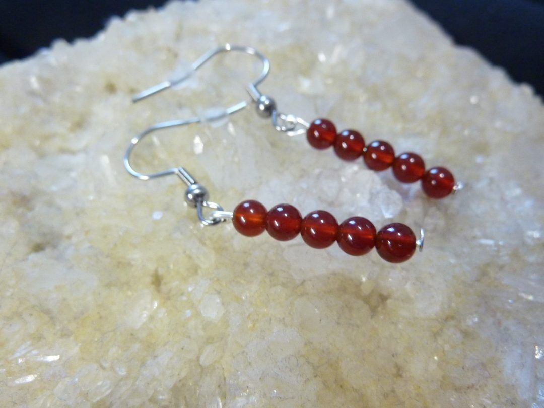 Boucles d'oreilles Cornaline agate rouge
