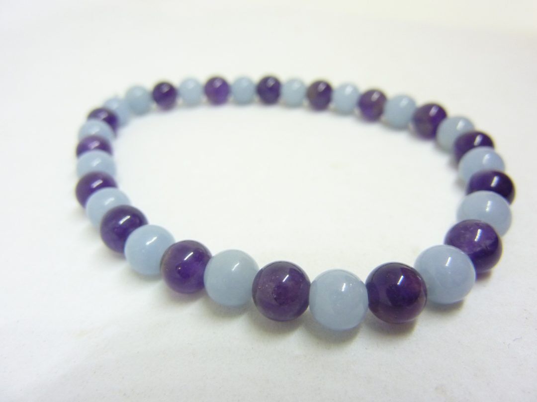 Bracelet Améthyste,angélite Paix et protection