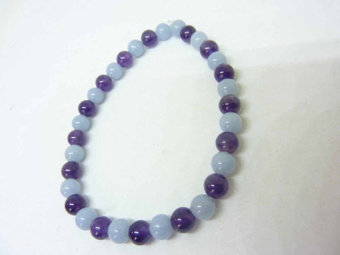 Bracelet Améthyste,angélite Paix et protection