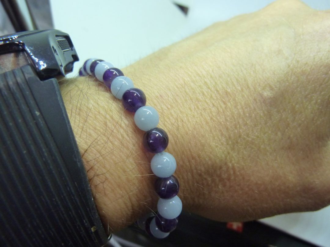 Bracelet Améthyste,angélite Paix et protection
