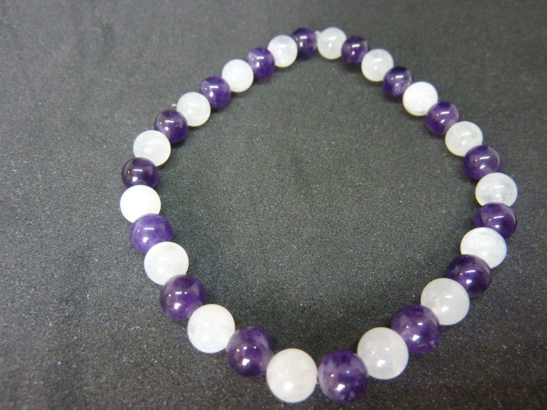 Bracelet améthyste,Pierre de lune Paix et intuition