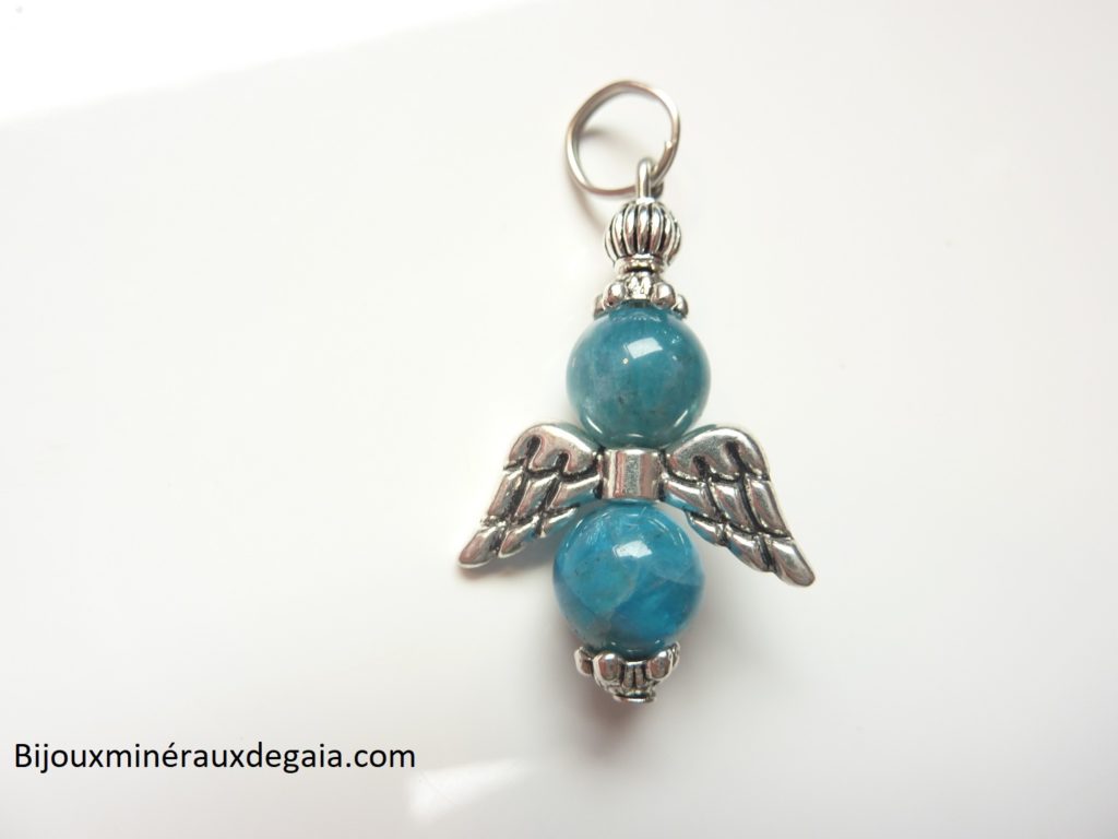 Pendentif Apatite Ange-perles rondes 8 mm
