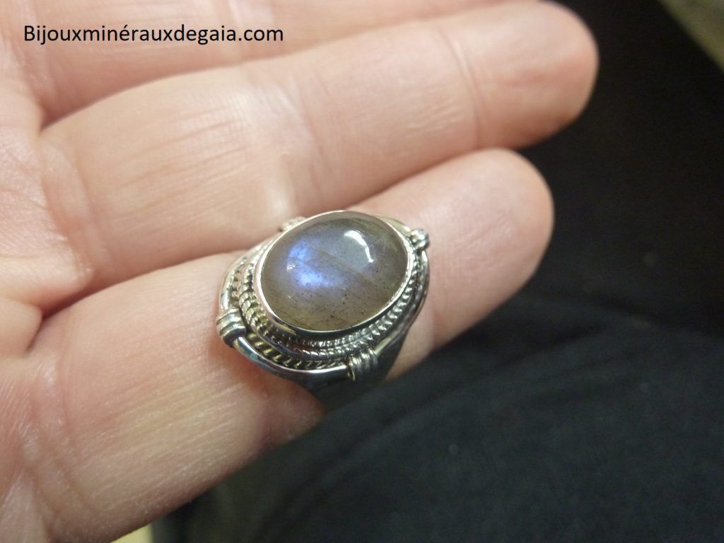 Bague Labradorite monture argent 925 Taille 51 3/4 ref 2603