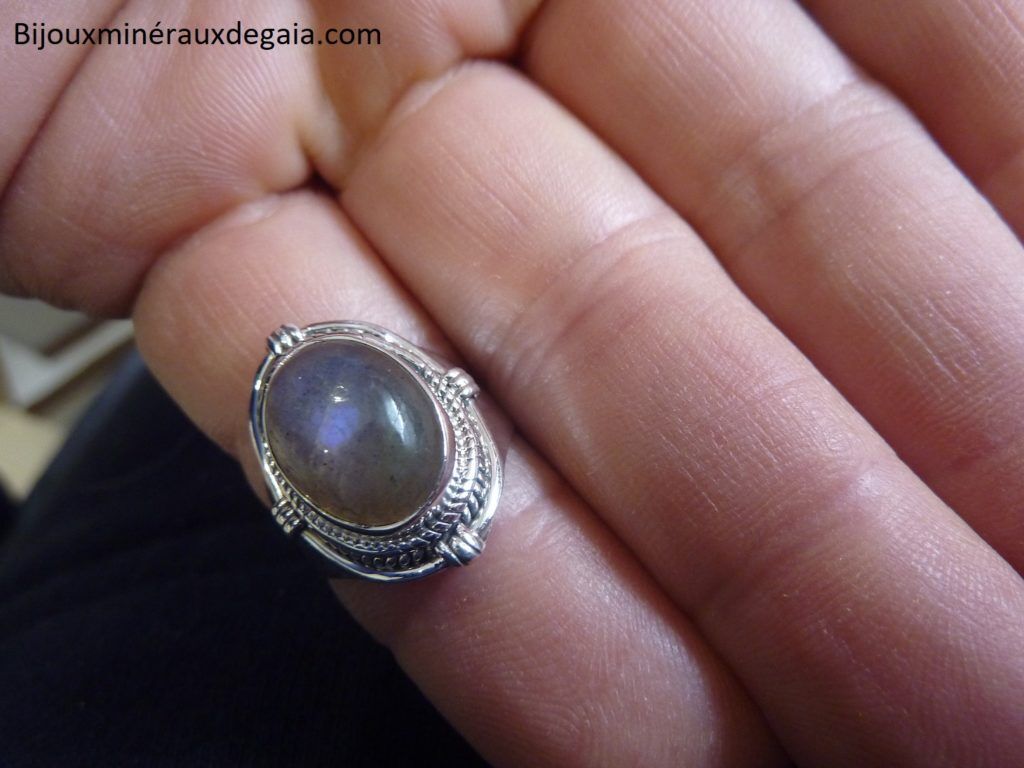 Bague Labradorite monture argent 925 Taille 51 3/4 ref 2603