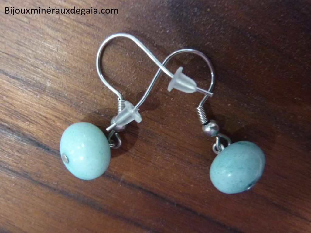 Boucles d'oreilles Amazonite perles 10 x 7 mm