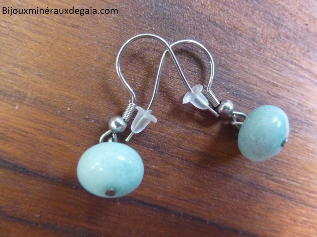 Boucles d'oreilles Amazonite perles 10 x 7 mm