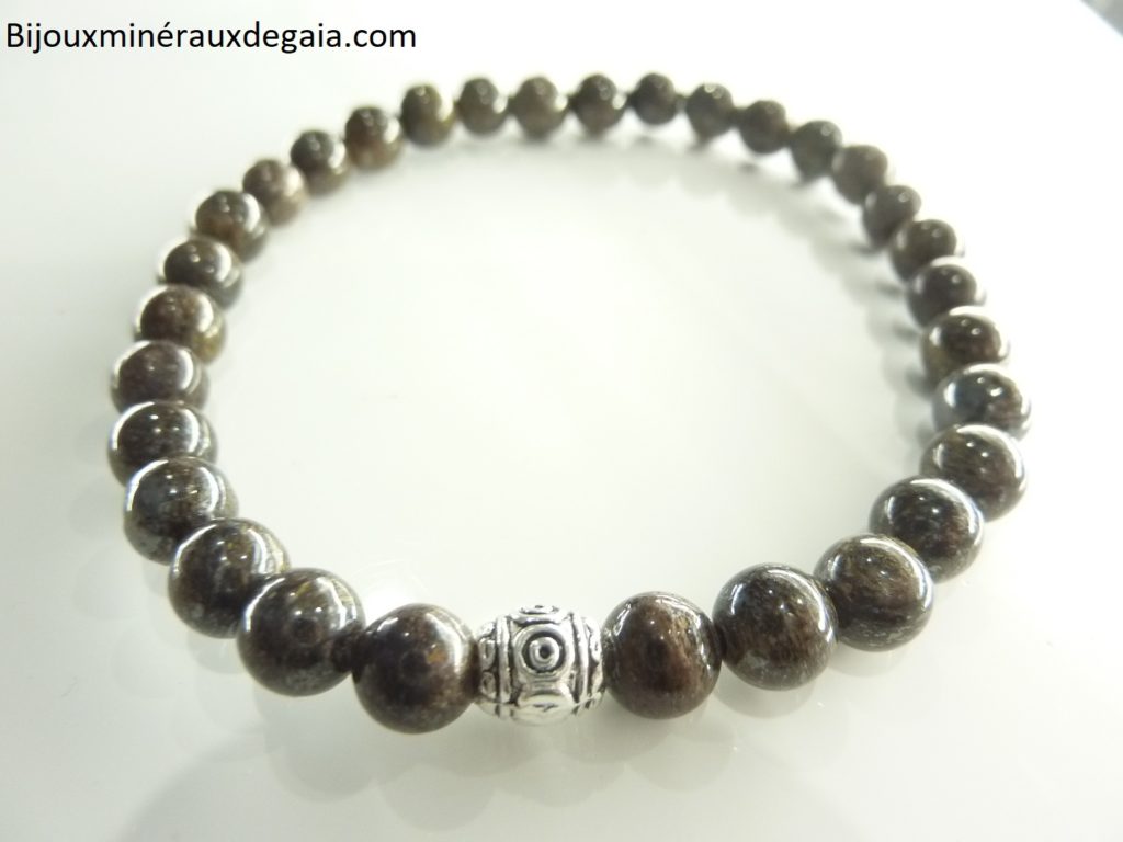 Bracelet Bronzite - perles rondes 6 mm