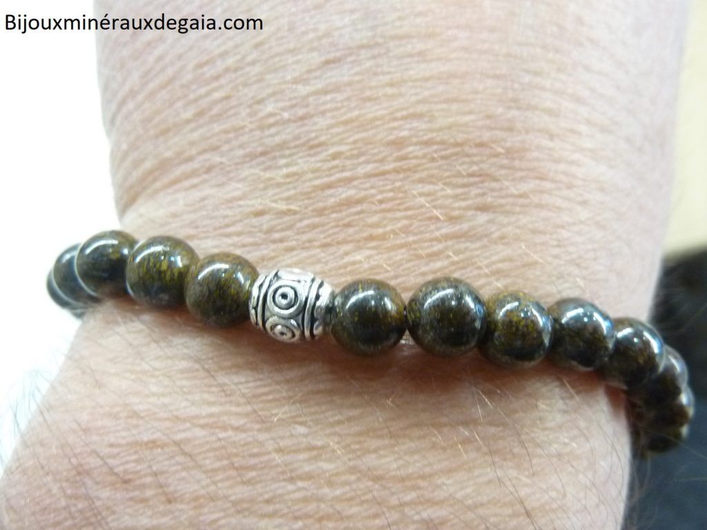 Bracelet Bronzite - perles rondes 6 mm