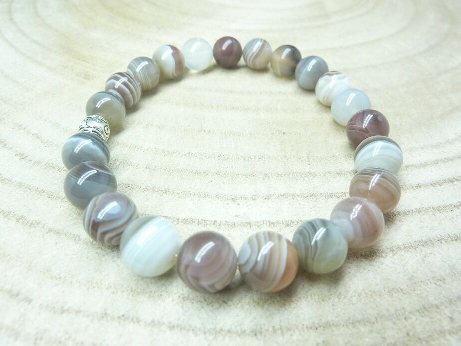 Bracelet agate botswana – Perles rondes 8 mm