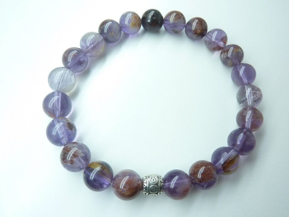 Bracelet Cacoxénite super seven très rare perles rondes 8 mm Ref 6325