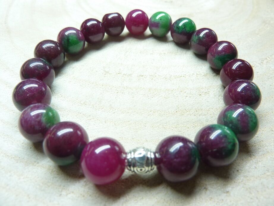Bracelet Rubis Zoisite - Perles rondes 10 mm