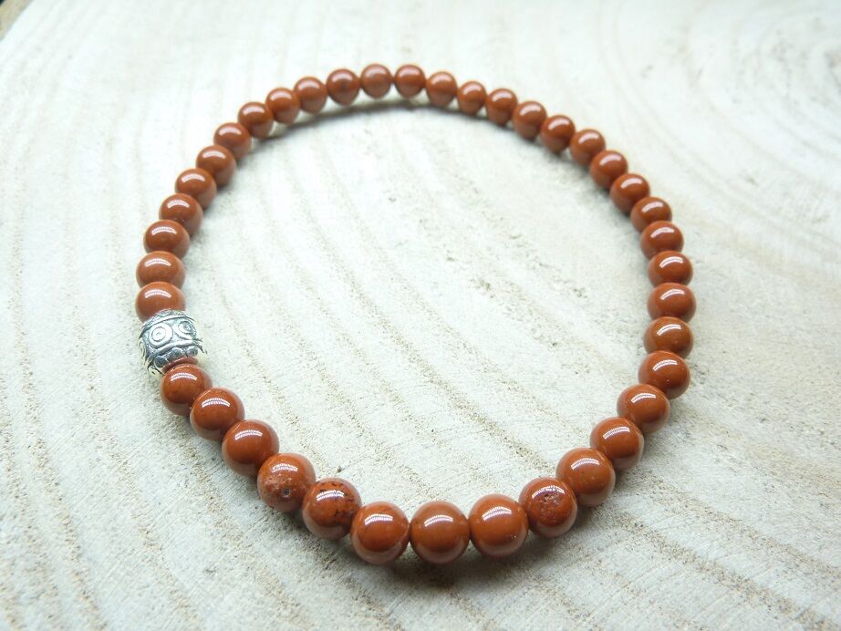 Bracelet Jaspe rouge - Perles 4 mm