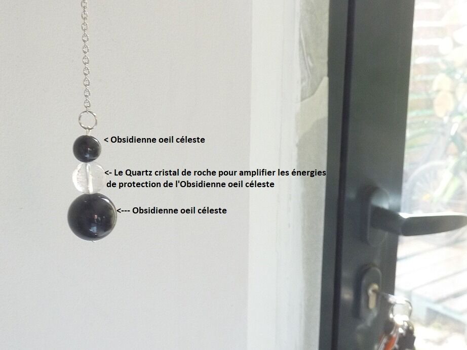 Protection habitation suspension Obsidienne oeil céleste-quartz