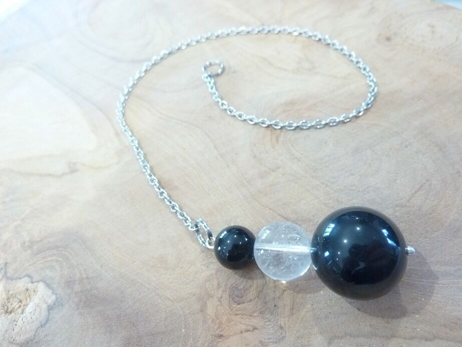 Suspension protection habitation Obsidienne oeil céleste-quartz