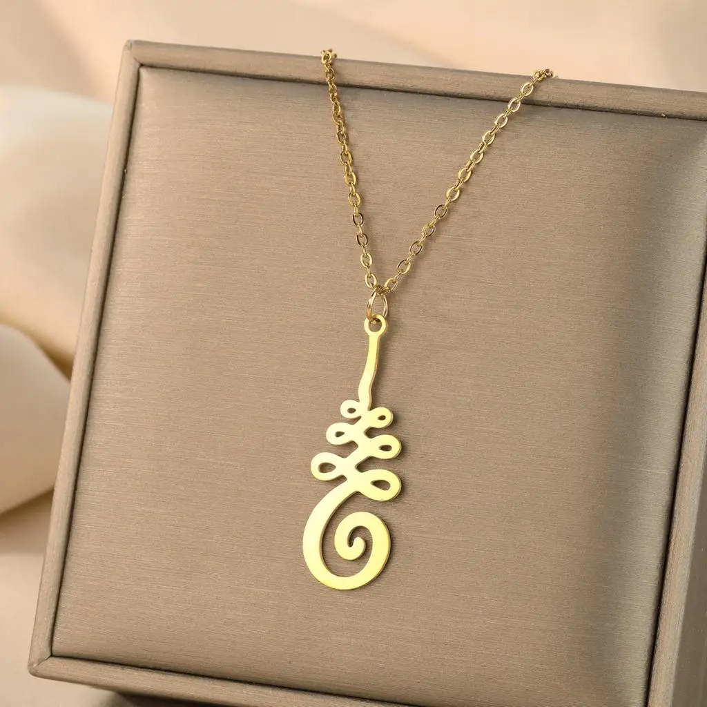 Pendentif fleur de Lotus Unalome Or ref 02