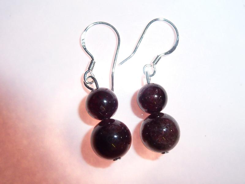 Boucles d'oreilles grenat almandin perles rondes 8-6mm