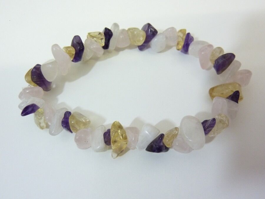 Bracelet citrine-pierre de lune-améthyste-quartz rose joie tendresse intuition – Image 2