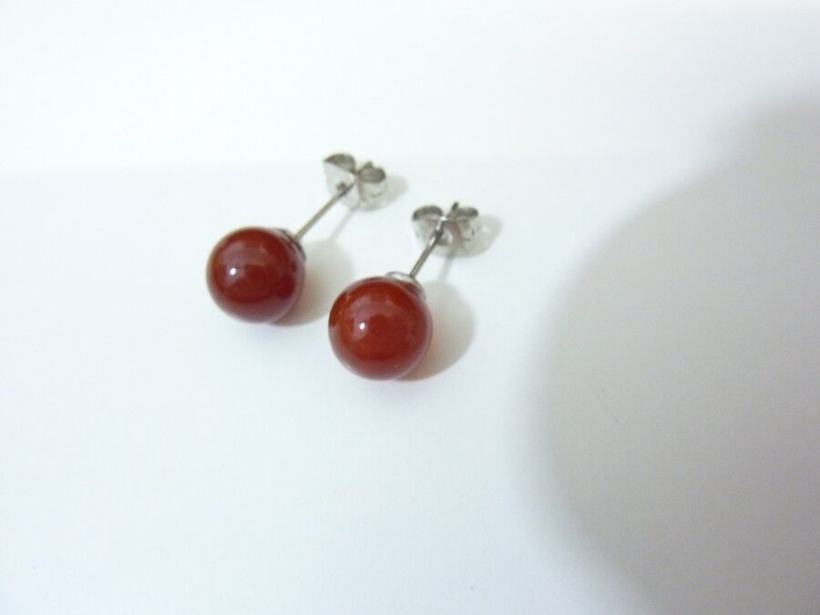 BOUCLES D'OREILLES CORNALINE 8MM