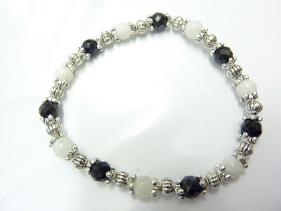 BRACELET SPINELLE TOURMALINE NOIRE PIERRE DE LUNE