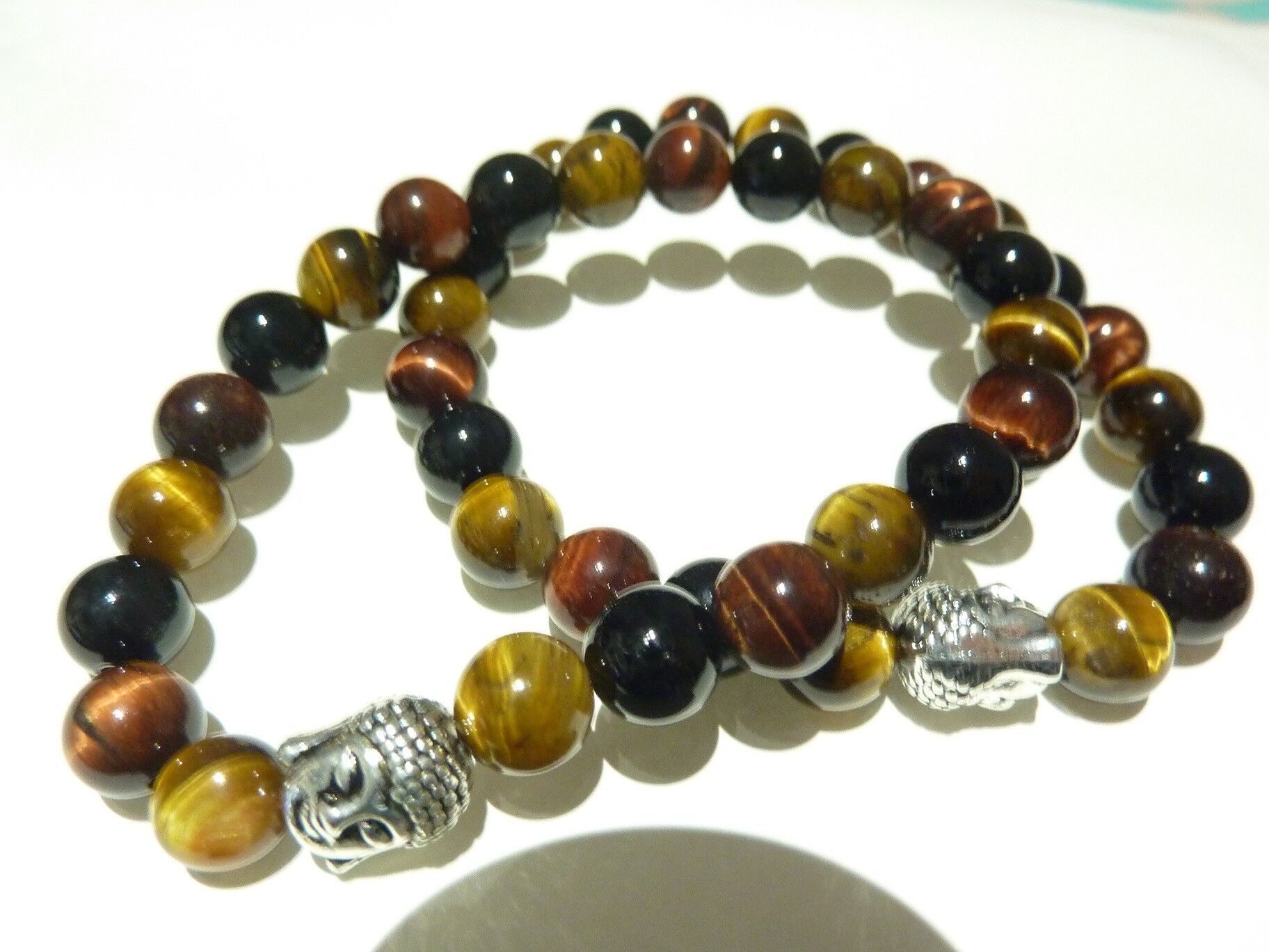 BRACELET PROTECTION BOUDDHA: OEIL DE TAUREAU-OEIL DE TIGRE-TOURMALINE NOIRE – Image 4