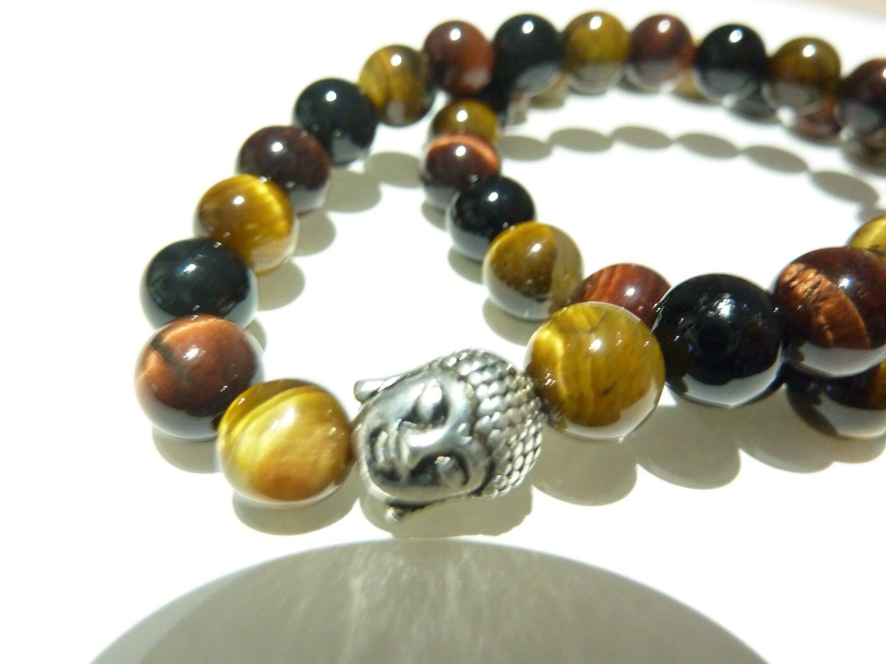 BRACELET PROTECTION BOUDDHA: OEIL DE TAUREAU-OEIL DE TIGRE-TOURMALINE NOIRE – Image 6
