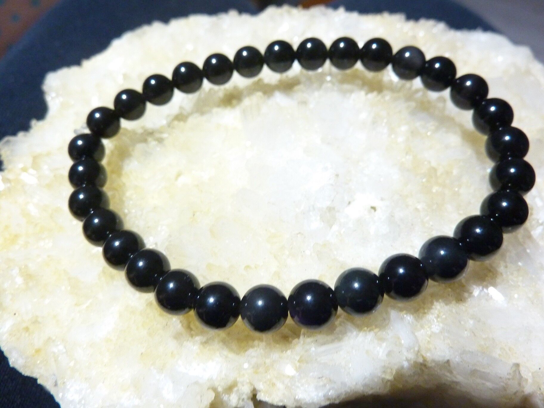 Bracelet Obsidienne oeil celeste – perles rondes de 6 mm – Image 5
