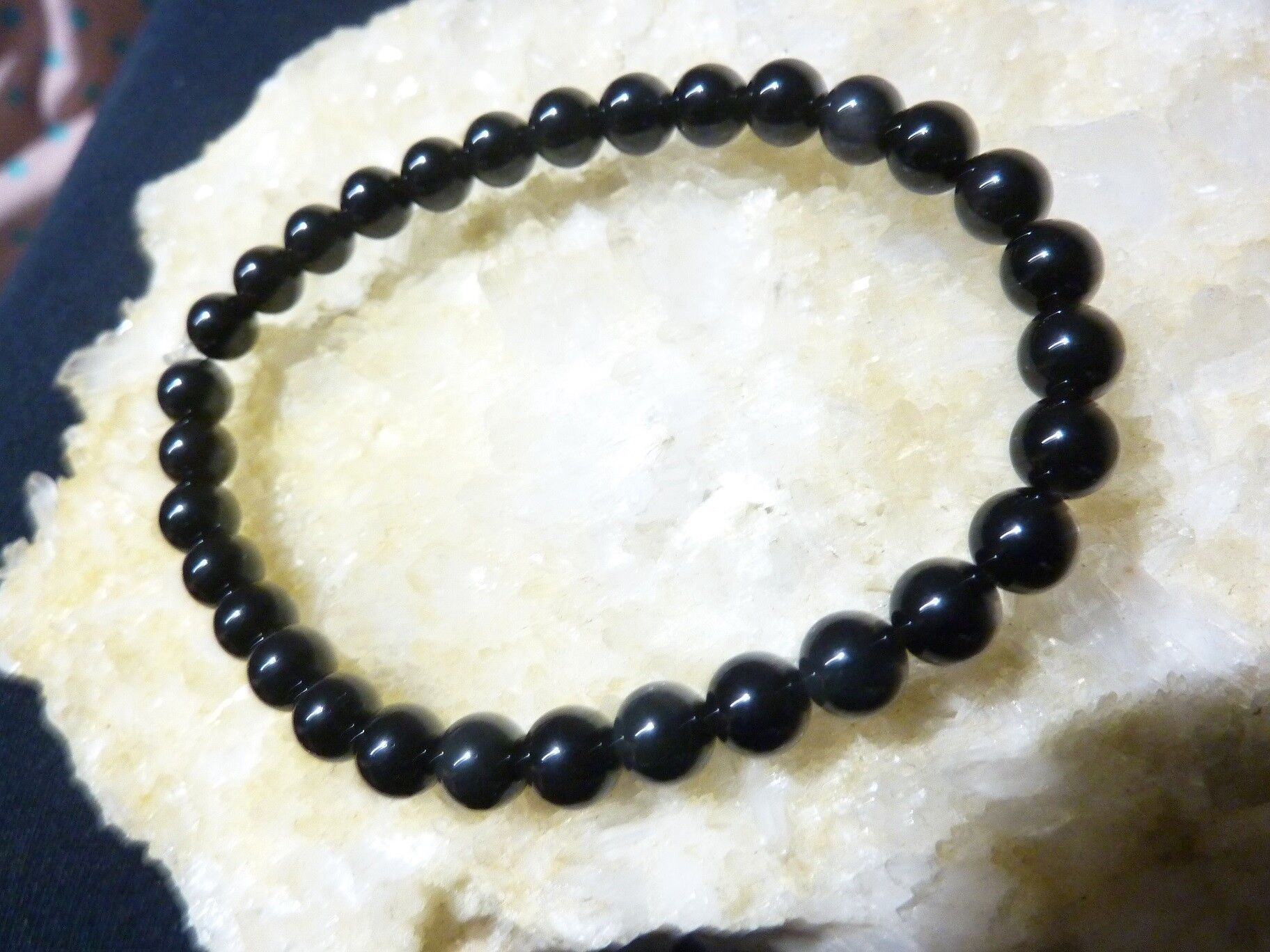 Bracelet Obsidienne oeil celeste – perles rondes de 6 mm – Image 4