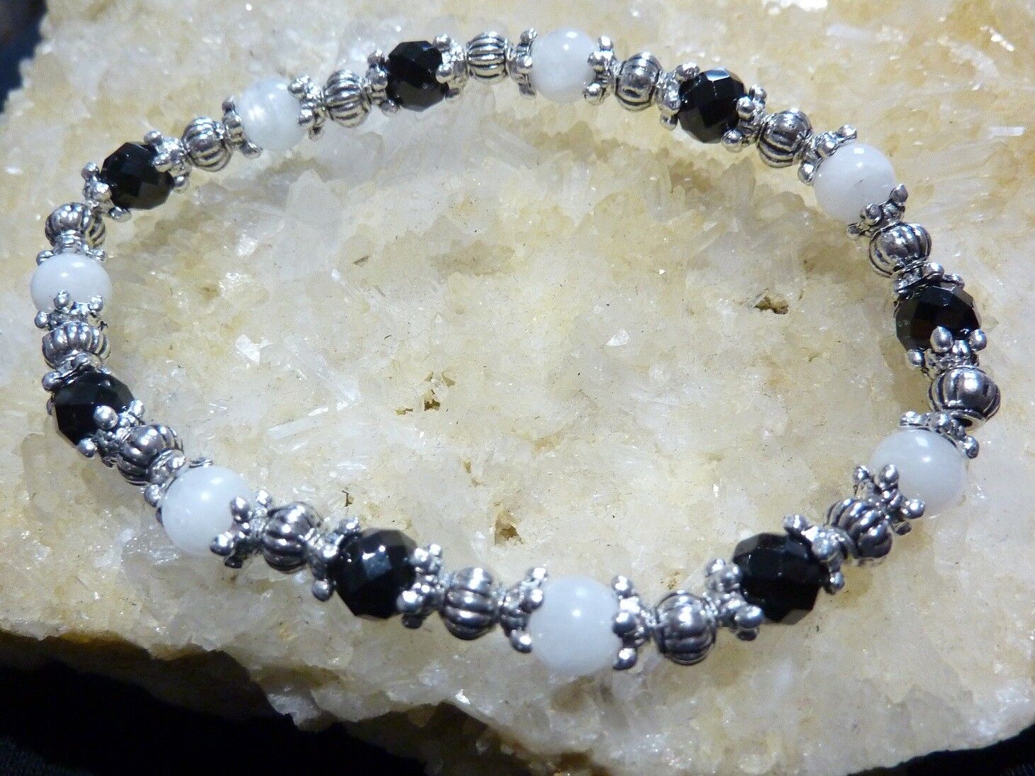 BRACELET SPINELLE TOURMALINE NOIRE PIERRE DE LUNE – Image 3