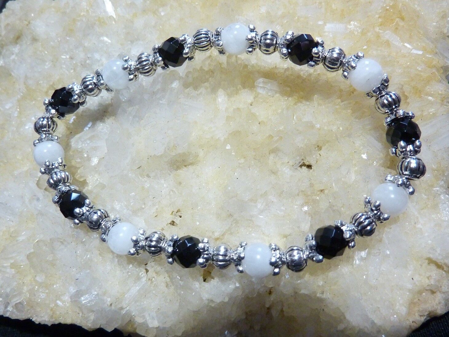 BRACELET SPINELLE TOURMALINE NOIRE PIERRE DE LUNE – Image 5