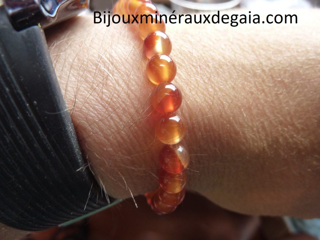 Bracelet cornaline perles rondes 6mm