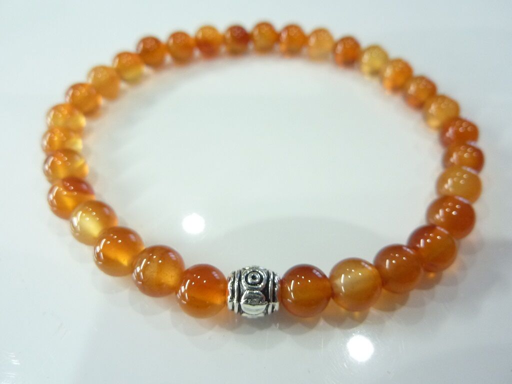 Bracelet cornaline perles rondes 6 mm