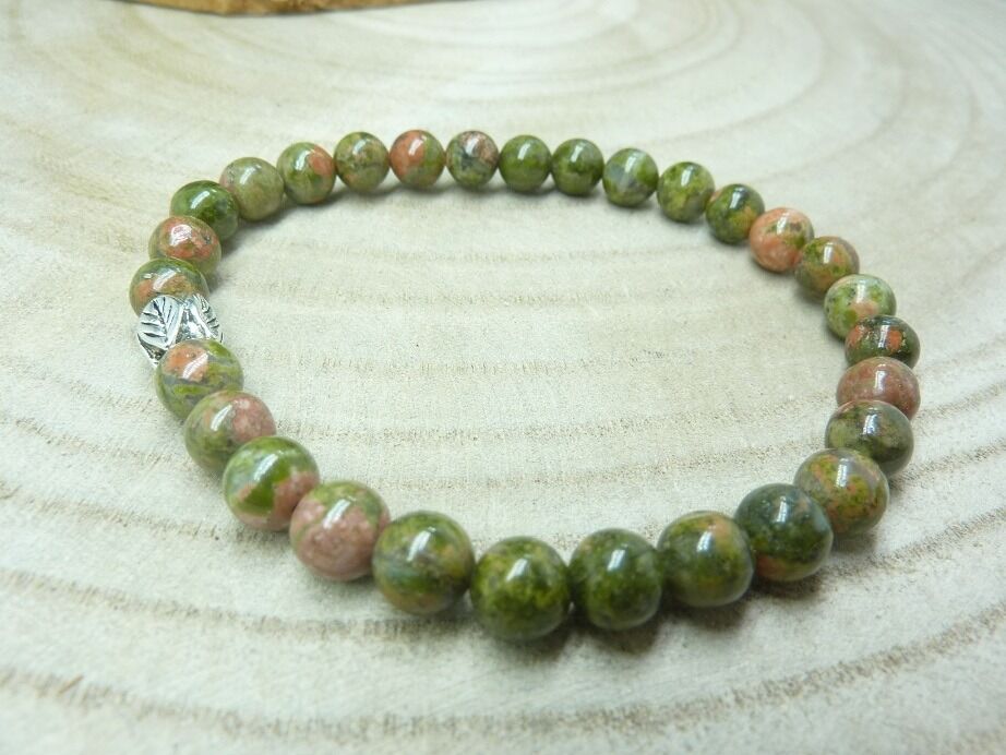 BRACELET UNAKITE EPIDOTE PERLES 6 mm