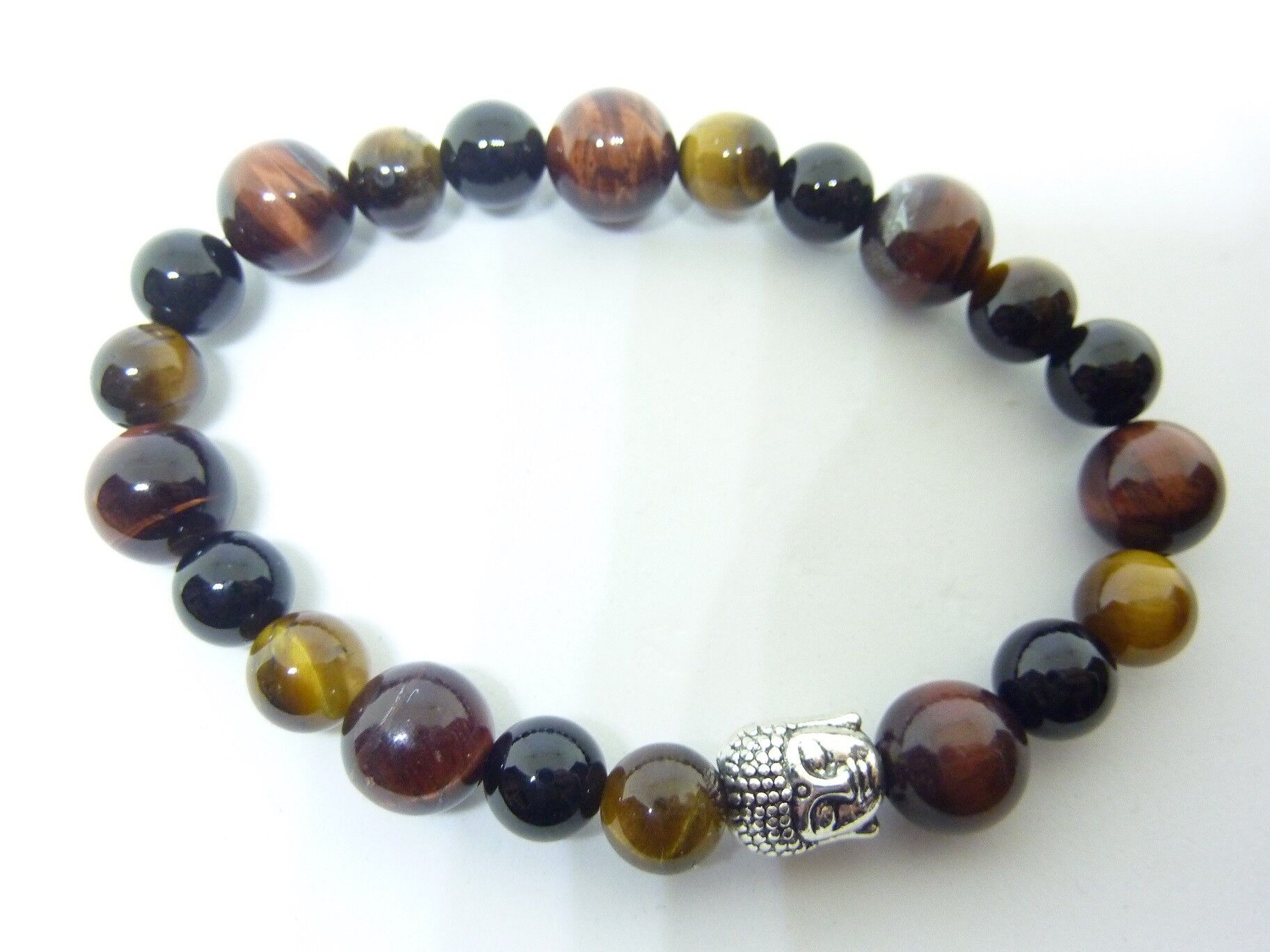 BRACELET PROTECTION BOUDDHA OEIL DE TIGRE TAUREAU TOURMALINE NOIRE – Image 2