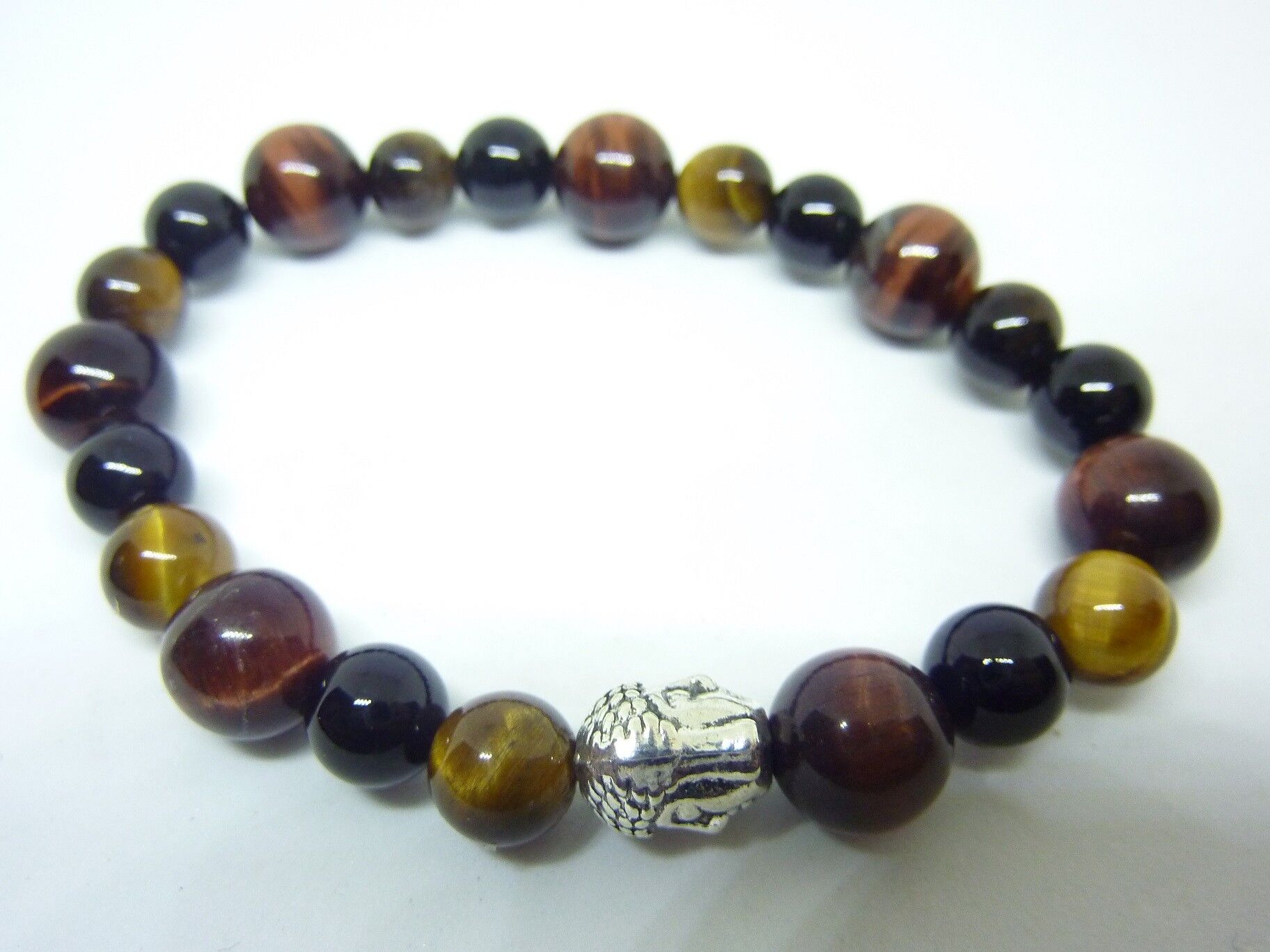 BRACELET PROTECTION BOUDDHA OEIL DE TIGRE TAUREAU TOURMALINE NOIRE – Image 3