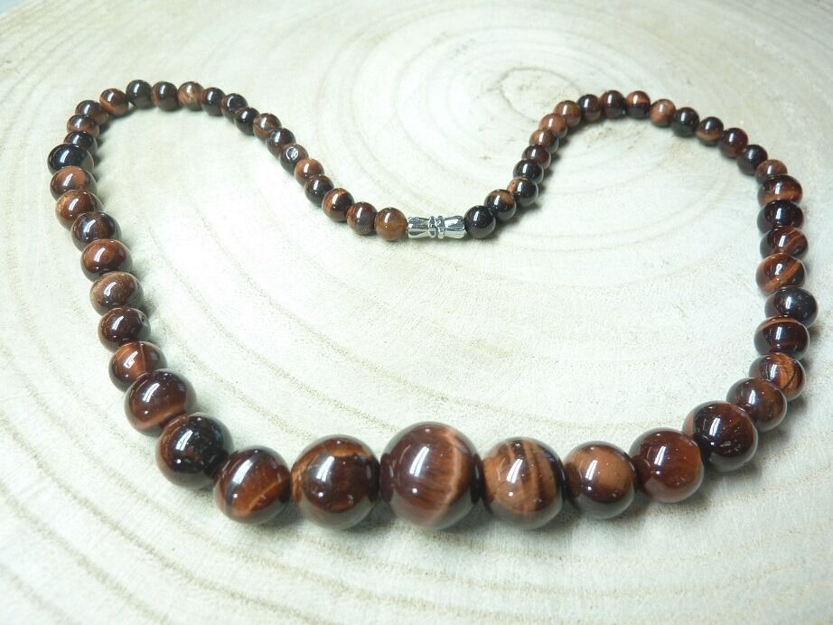 Collier oeil de taureau - Perles rondes 14-12-6 mm