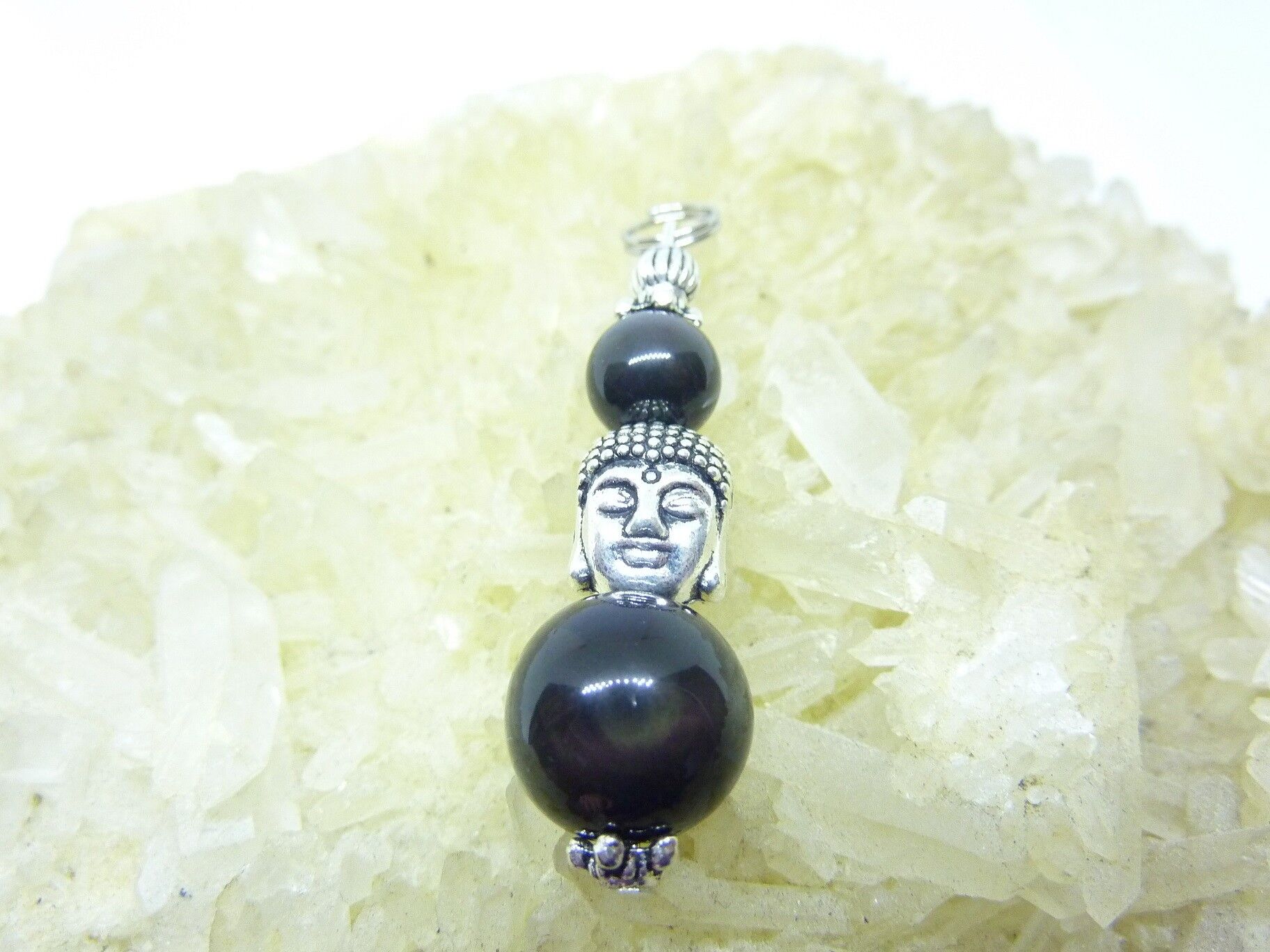 Pendentif Obsidienne oeil celeste protection Bouddha – Image 5