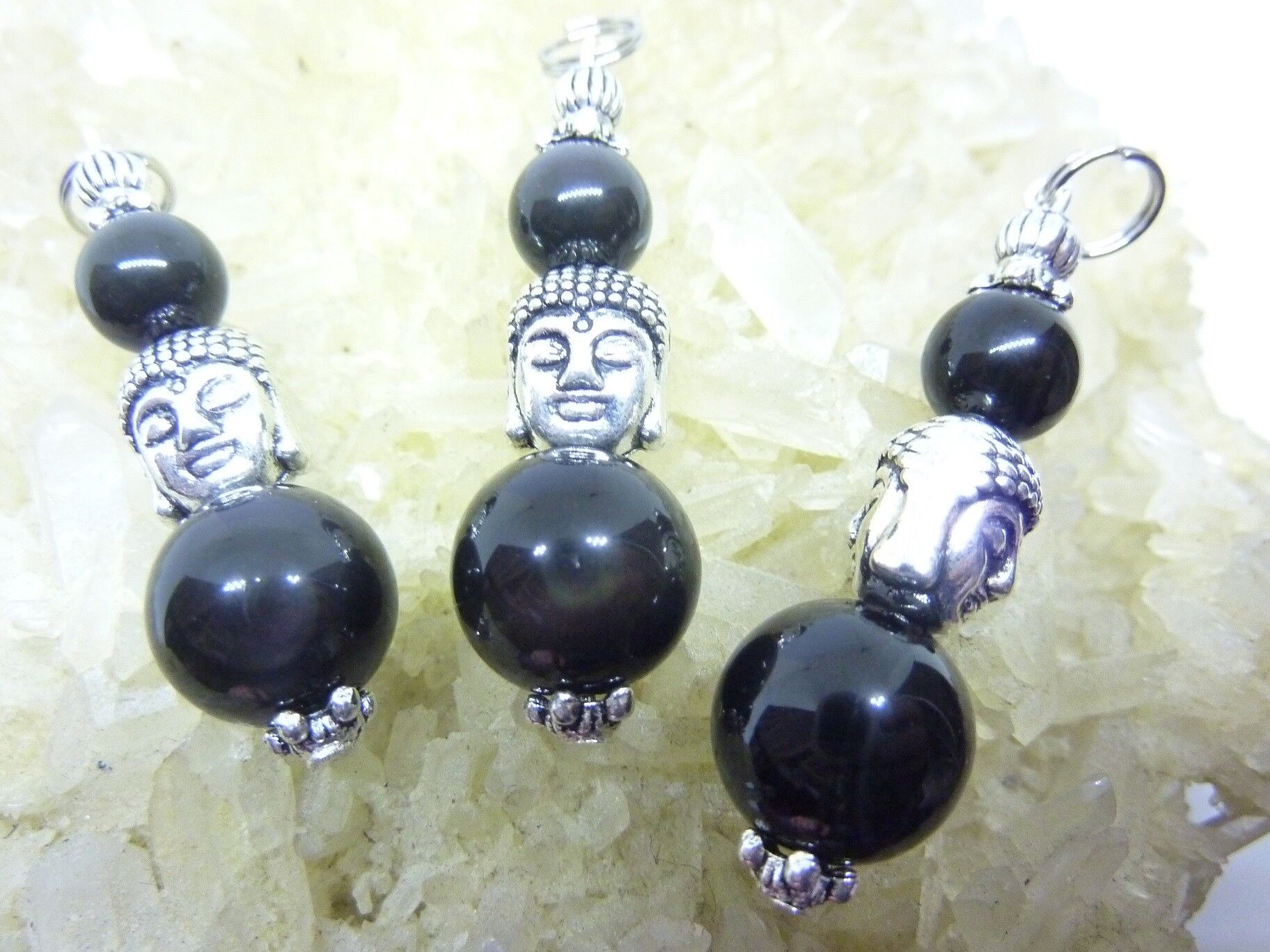 Pendentif Obsidienne oeil celeste protection Bouddha – Image 3